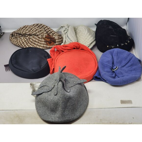 7 Vintage Womens Assorted‎ Hats Marie Smith\Merrimac\Fisk - Picture 1 of 16